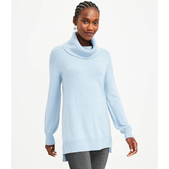 Ann Taylor LOFT Size XS Cowl Neck Tunic Sweater Blue - Picture 1 of 7